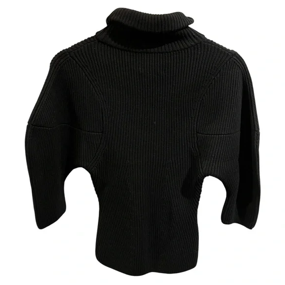 Khaite Bret Merino Wool Ribbed Puff Elbow Sleeve Turtleneck Pullover Sweater - Picture 3 of 6